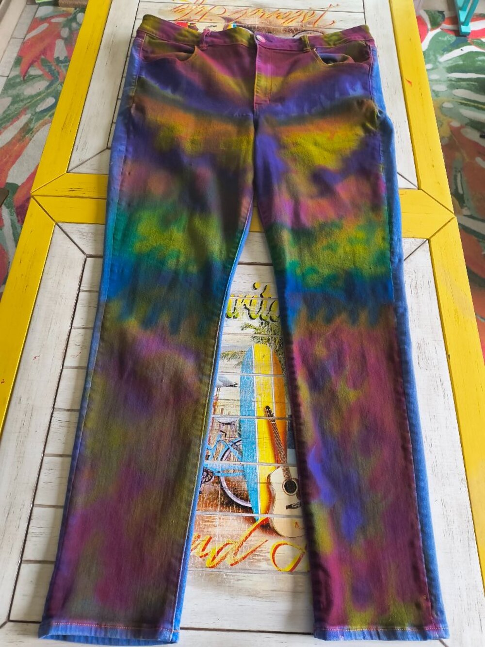 Colorful, Airbrushed custom made Jegging, Jeans Can personalize back if wanted